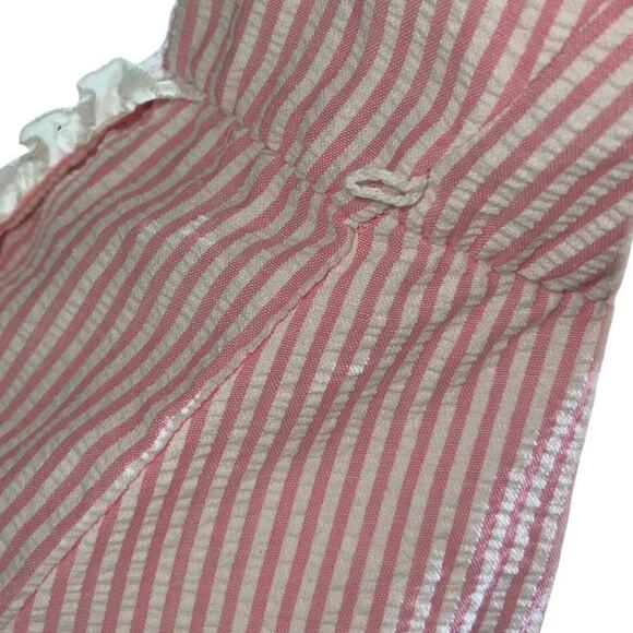 Vintage 90s Junior Wiz Pink & White Seersucker Sundress with Eyelet Trim Size 5 - Picture 10 of 13